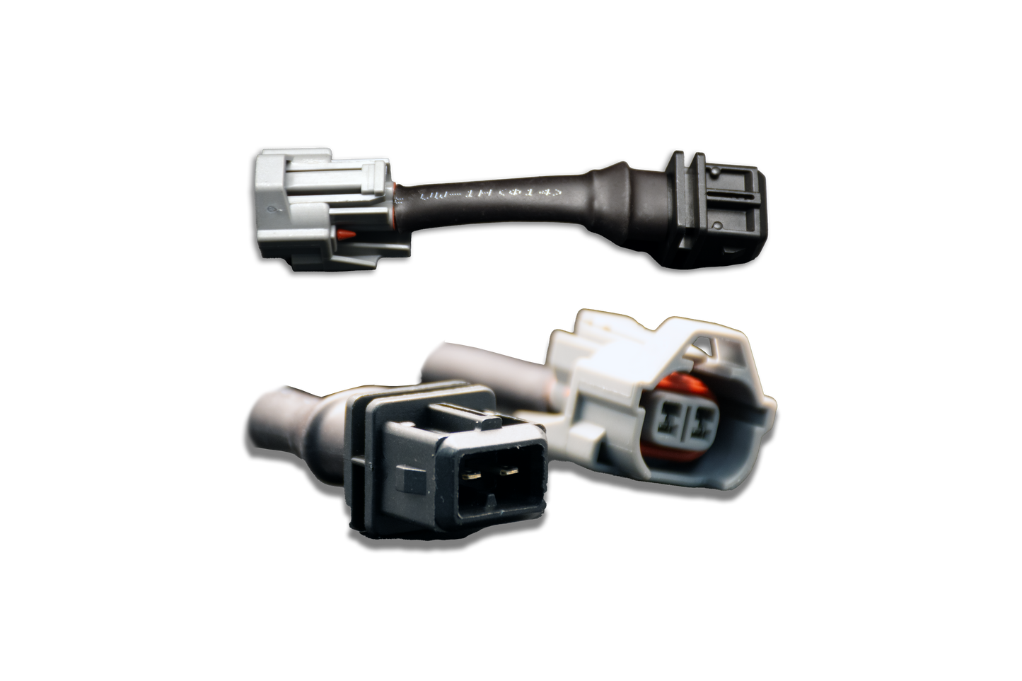 Set of 6 Denso (female) to Jetronic/EV1 Adapter (male) injector plug adaptors (padpdtoj6)