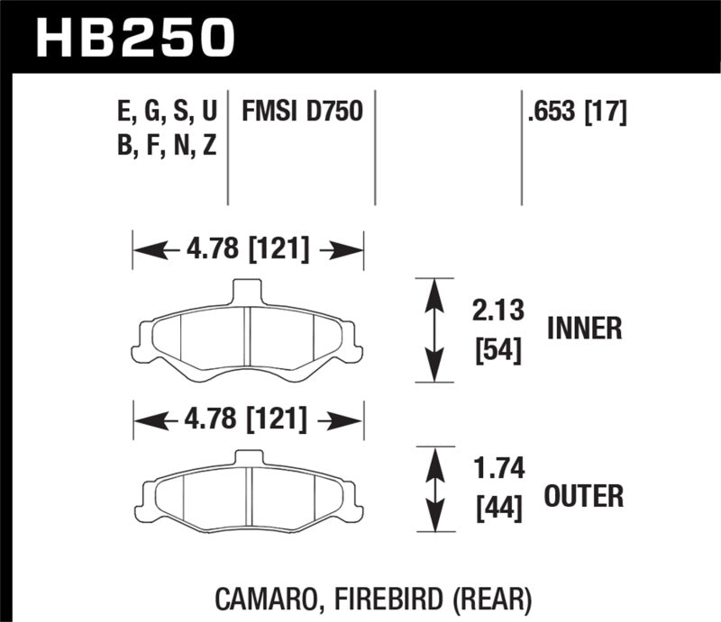 Hawk 98-02 Chevrolet Camaro 5.7L/3.8L / 98-02 Pontiac Firebird 5.7L/3.8L HPS Street Rear Brake Pads