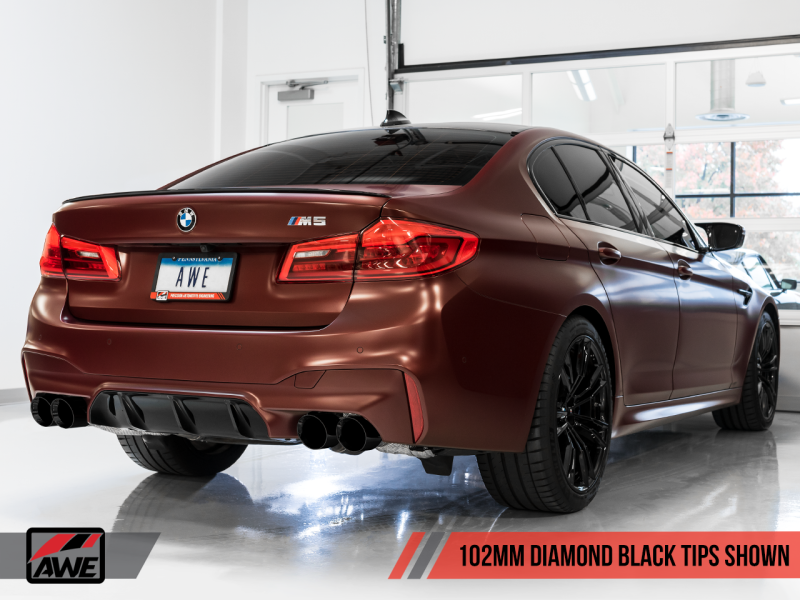 AWE Tuning 18-19 BMW M5 (F90) 4.4T AWD Cat-Back Exhaust - Track Edition (Diamond Black Tips)