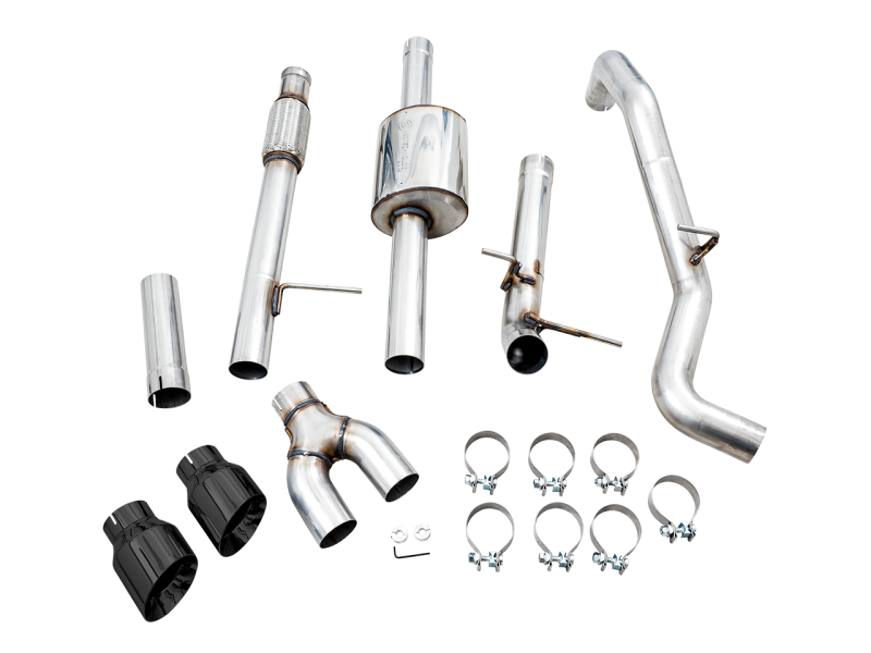 AWE Tuning 4th Gen GM 1500 5.3L 0FG Cat-Back Dual Side Exit (Flat Bumper) - Diamond Tips