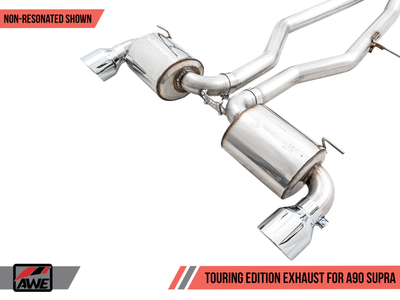 AWE Tuning 2020 Toyota Supra A90 Non-Resonated Touring Edition Exhaust - 5in Chrome Silver Tips