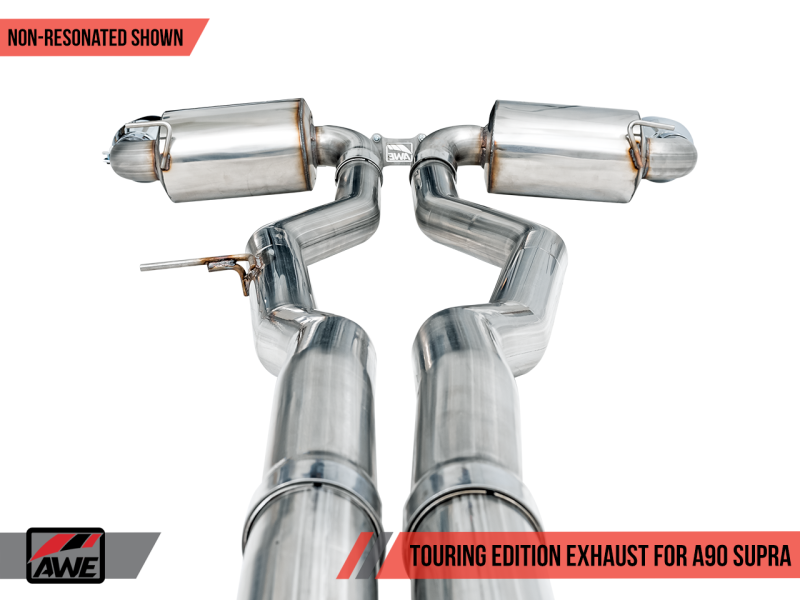 AWE Tuning 2020 Toyota Supra A90 Non-Resonated Touring Edition Exhaust - 5in Chrome Silver Tips