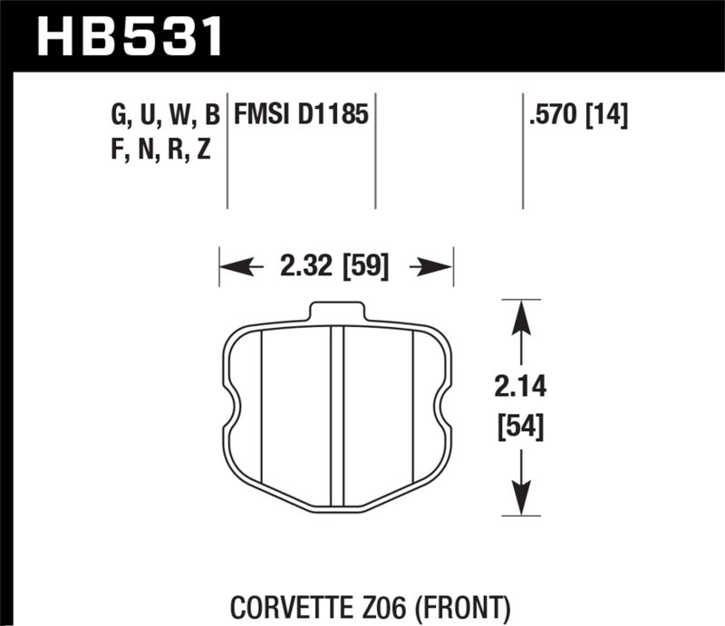 Hawk 06-10 Chevy Corvette (OEM Pad Design) Front Ceramic Street Brake Pads