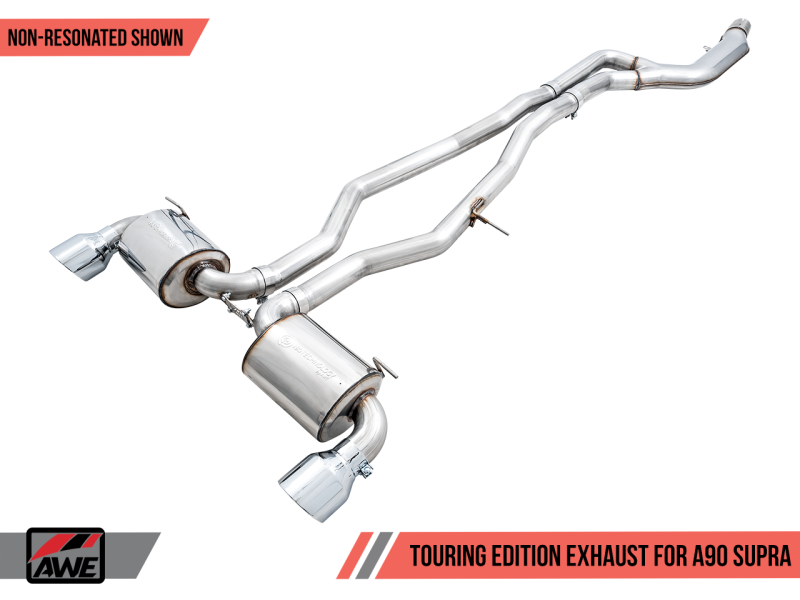 AWE Tuning 2020 Toyota Supra A90 Non-Resonated Touring Edition Exhaust - 5in Chrome Silver Tips
