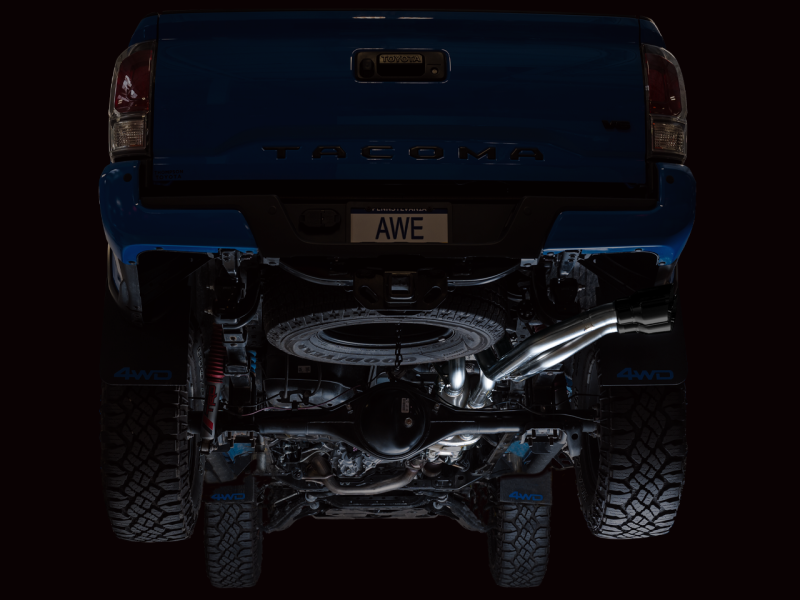 AWE Tuning 16-22 Toyota Tacoma 0FG Cat-Back Exhaust w/ BashGuard - Dual Diamond Black Tips