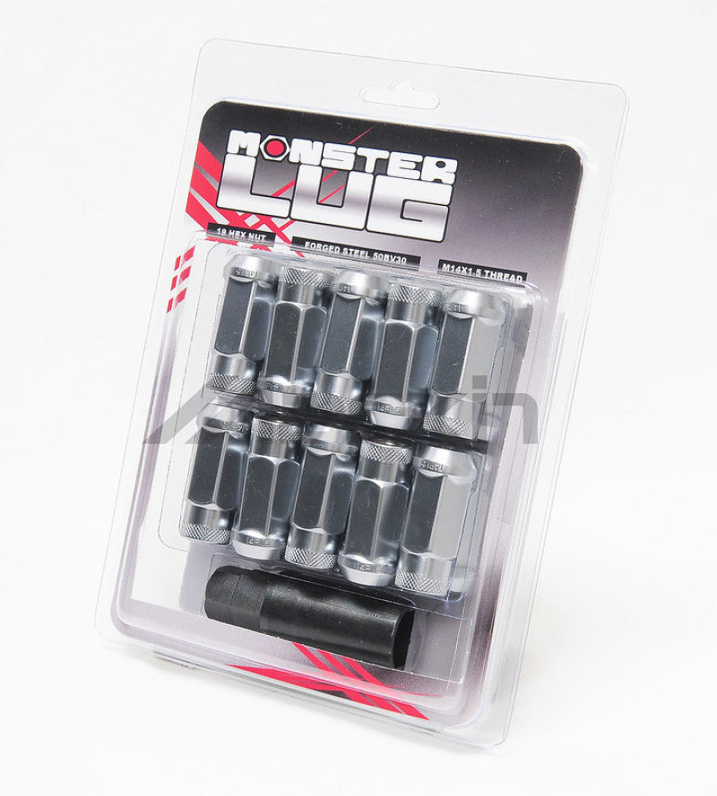 Wheel Mate Monster Open End Luc Nut Set of 20 - Silver 14x1.50
