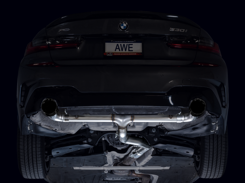 AWE Tuning 19-23 BMW 330i / 21-23 BMW 430i Base G2X Track Edition Axle-Back Exhaust - Diamond Black