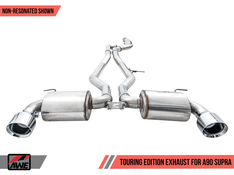 AWE Tuning 2020 Toyota Supra A90 Non-Resonated Touring Edition Exhaust - 5in Chrome Silver Tips