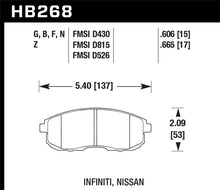 Hawk 03-04 G35/03-05 G35X/ 02-05 350z w/o Brembo HPS Street Front Brake Pads