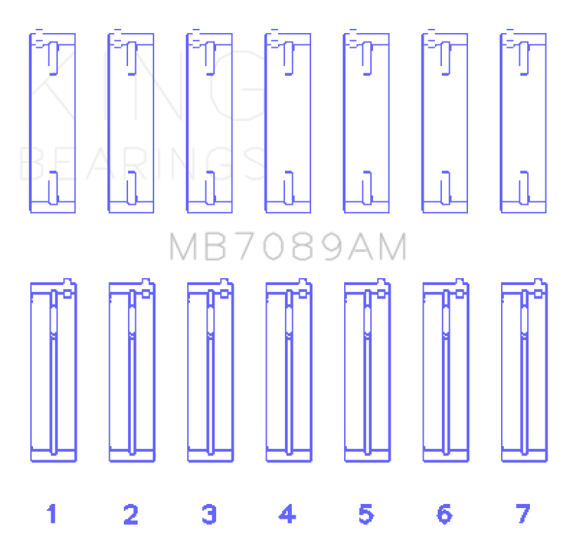 King Engine Bearings Audi/Volkswagen ABV/AES/AUE Crankshaft Main Bearing Set (Set of 7) - Size STD