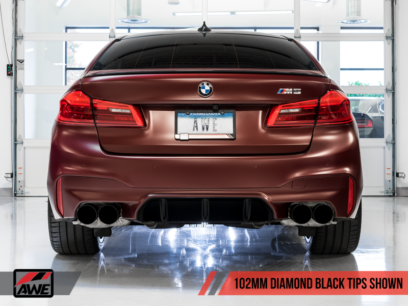 AWE Tuning 18-19 BMW M5 (F90) 4.4T AWD Cat-Back Exhaust - Track Edition (Diamond Black Tips)