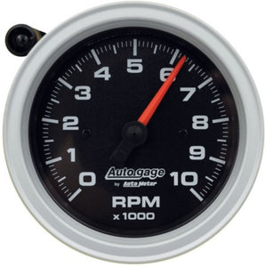 AutoMeter Tachometer Gauge 10K RPM 3 3/4in Pedestal w/Ext. Shift-Light - Black Dial/Black Case