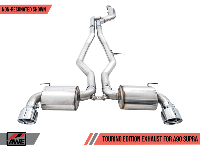 AWE Tuning 2020 Toyota Supra A90 Non-Resonated Touring Edition Exhaust - 5in Chrome Silver Tips