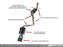 AWE Tuning Audi B8 A4 Touring Edition Exhaust - Single Side Polished Silver Tips