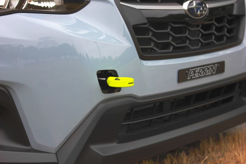 PERRIN 22-26 Subaru WRX / 18-23 Crosstrek / 20-25 OBXT Tow Hook Kit (Front) - Neon Yellow