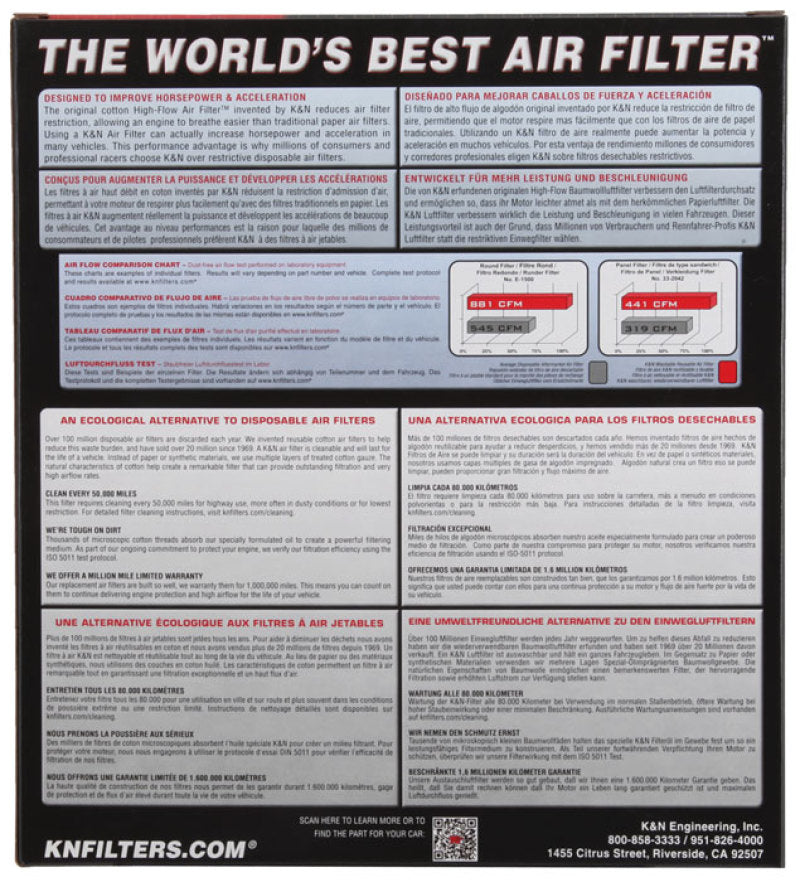 K&N Replacement Air Filter 18-20 Suzuki Jimny II 1.5L L4