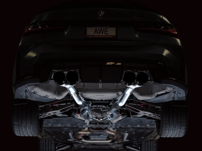 AWE Tuning Track Edition Cat-Back Exhaust for BMW G8X M3/M4 - Diamond Black Tips