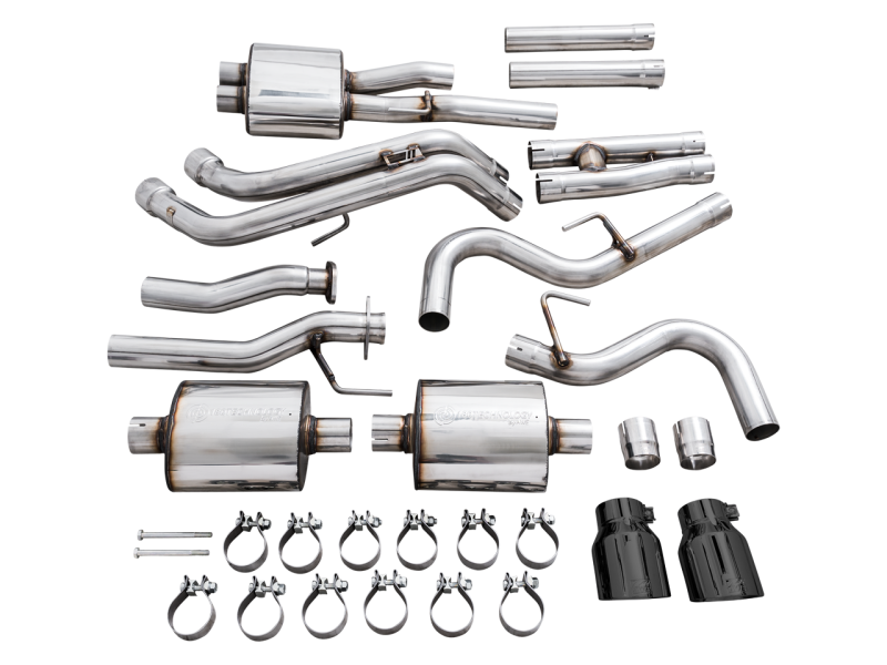 AWE Tuning 16-22 Toyota Tacoma 0FG Cat-Back Exhaust w/ BashGuard - Dual Diamond Black Tips