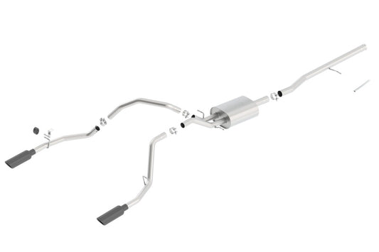 Borla 14 Silv/Sierra C/B Exhaust ATAK 1500 5.3L V8 AT/MT 2&4WD Ext Cab (78.7) WB - Black Chrome