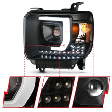 ANZO 2014-2015 GMC Sierra 1500HD Projector Plank Style Headlight Black W/ DRL