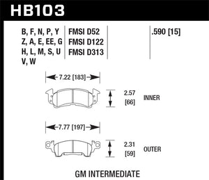 Hawk 1975-1975 Buick Apollo SR HPS 5.0 Front Brake Pads