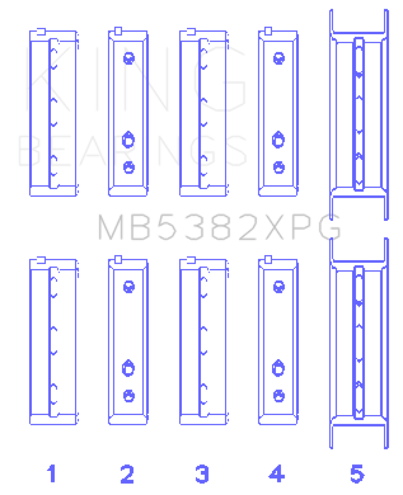 King Subaru EJ20/EJ22/EJ25 (Thrust in #5 Position) Tri-Metal Perf Main Bearing Set - Size +0.26mm