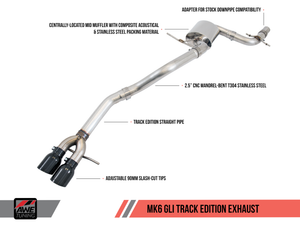 AWE Tuning Mk6 GLI 2.0T - Mk6 Jetta 1.8T Track Edition Exhaust - Diamond Black Tips