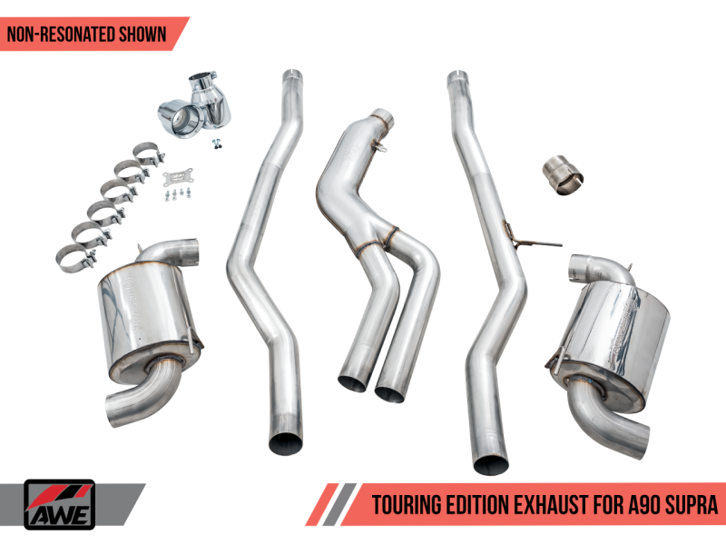 AWE Tuning 2020 Toyota Supra A90 Non-Resonated Touring Edition Exhaust - 5in Chrome Silver Tips