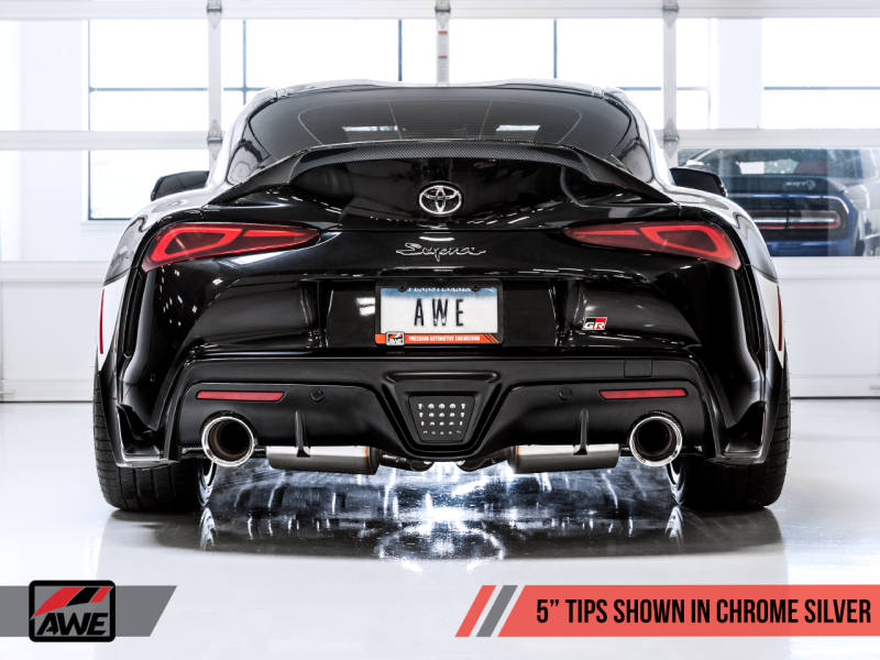 AWE Tuning 2020 Toyota Supra A90 Non-Resonated Touring Edition Exhaust - 5in Chrome Silver Tips