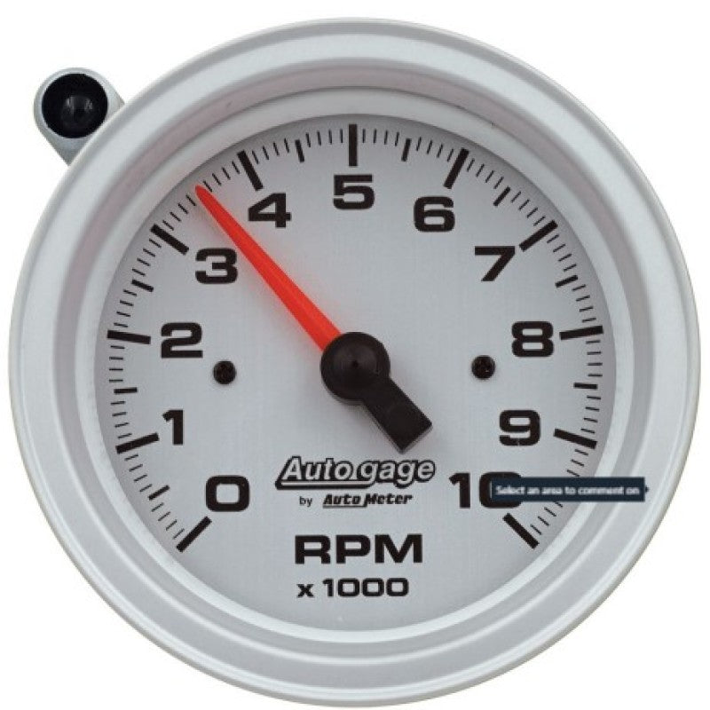 AutoMeter Tachometer Gauge 10K RPM 3 3/4in Pedestal w/Ext. Shift-Light - Silver Dial/Black Case