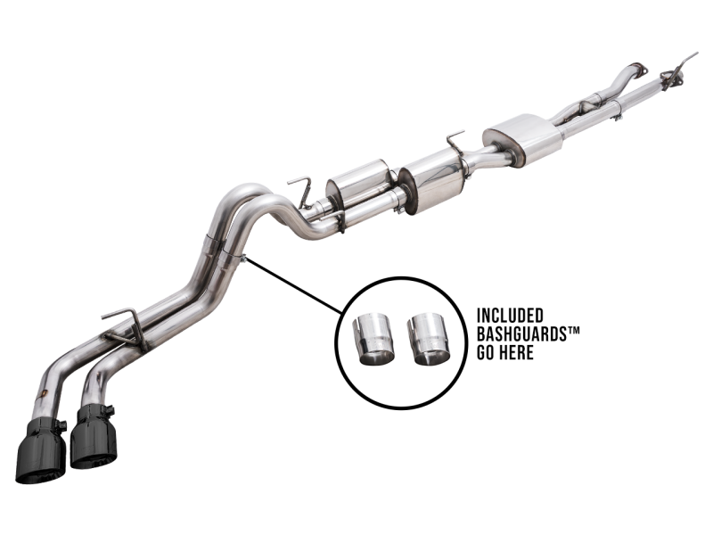 AWE Tuning 16-22 Toyota Tacoma 0FG Cat-Back Exhaust w/ BashGuard - Dual Diamond Black Tips