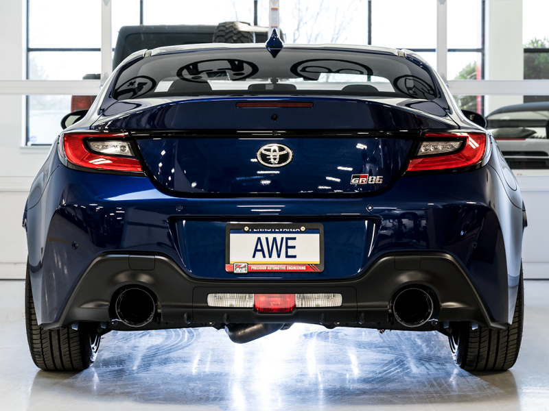 AWE Tuning Subaru BRZ/ Toyota GR86/ Toyota 86 Touring Edition Cat-Back Exhaust- Diamond Black Tips
