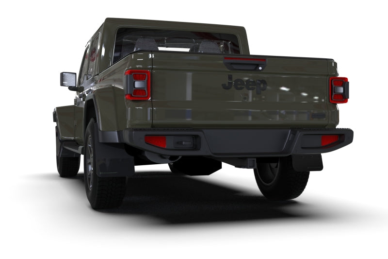 Rally Armor 19-25 Jeep JT Gladiator (Mojave/Rubicon) Black Mud Flap w/Metallic Black Logo