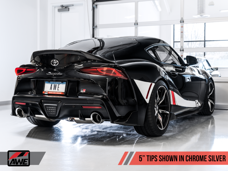 AWE Tuning 2020 Toyota Supra A90 Non-Resonated Touring Edition Exhaust - 5in Chrome Silver Tips
