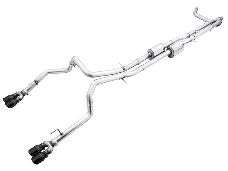 AWE Tuning 4th Gen GM 1500 6.2L 0FG Cat-Back Split Rear Exit (w/ Bumper Cutouts) - Quad Diamond Tips