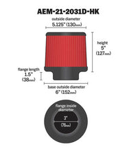 AEM Dryflow 3in. X 5in. Round Tapered Air Filter